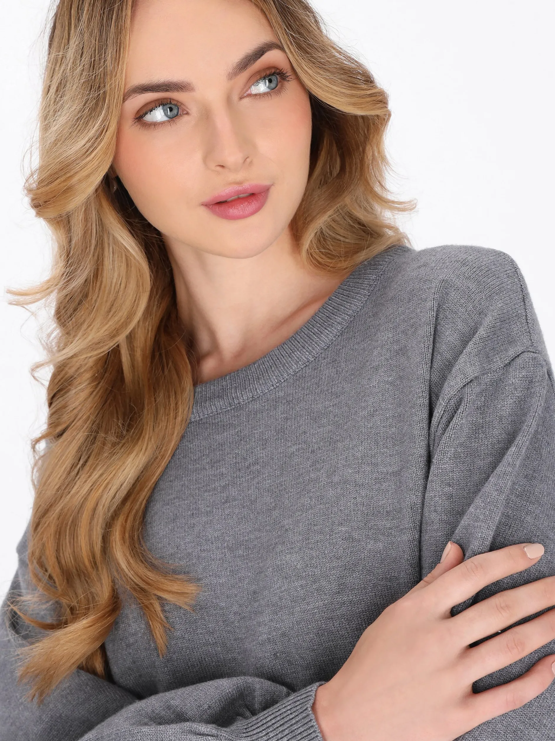 Dreimaster Damen Pullover in grau