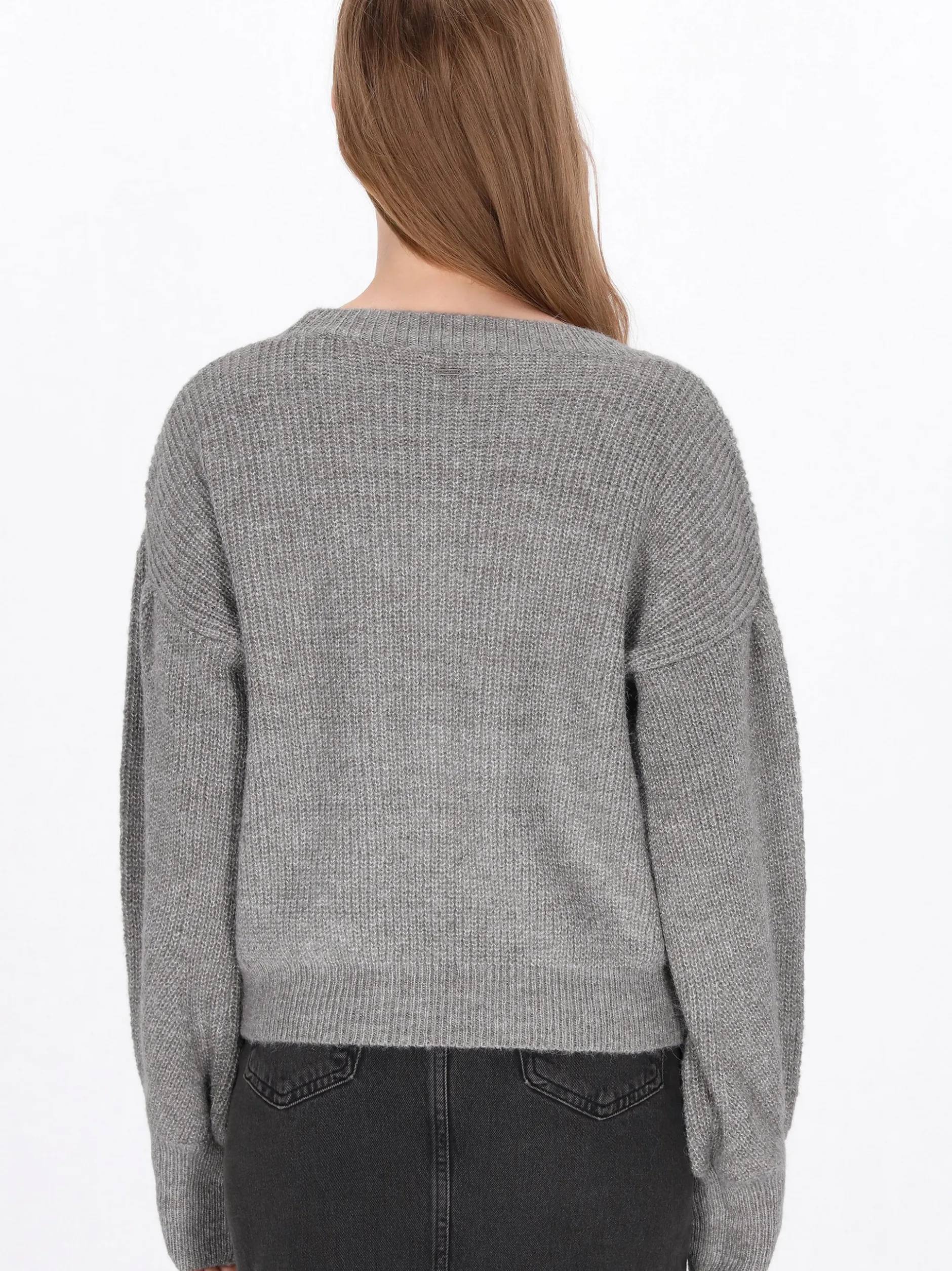 Dreimaster Damen Pullover in grau - Ausschnitt: Rundhals