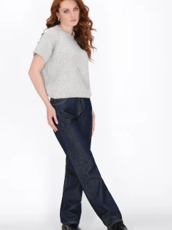 Dreimaster Damen Pullover in grau - Ausschnitt: Rundhals