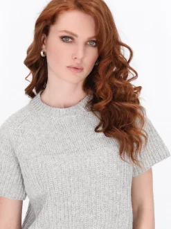 Dreimaster Damen Pullover in grau - Ausschnitt: Rundhals