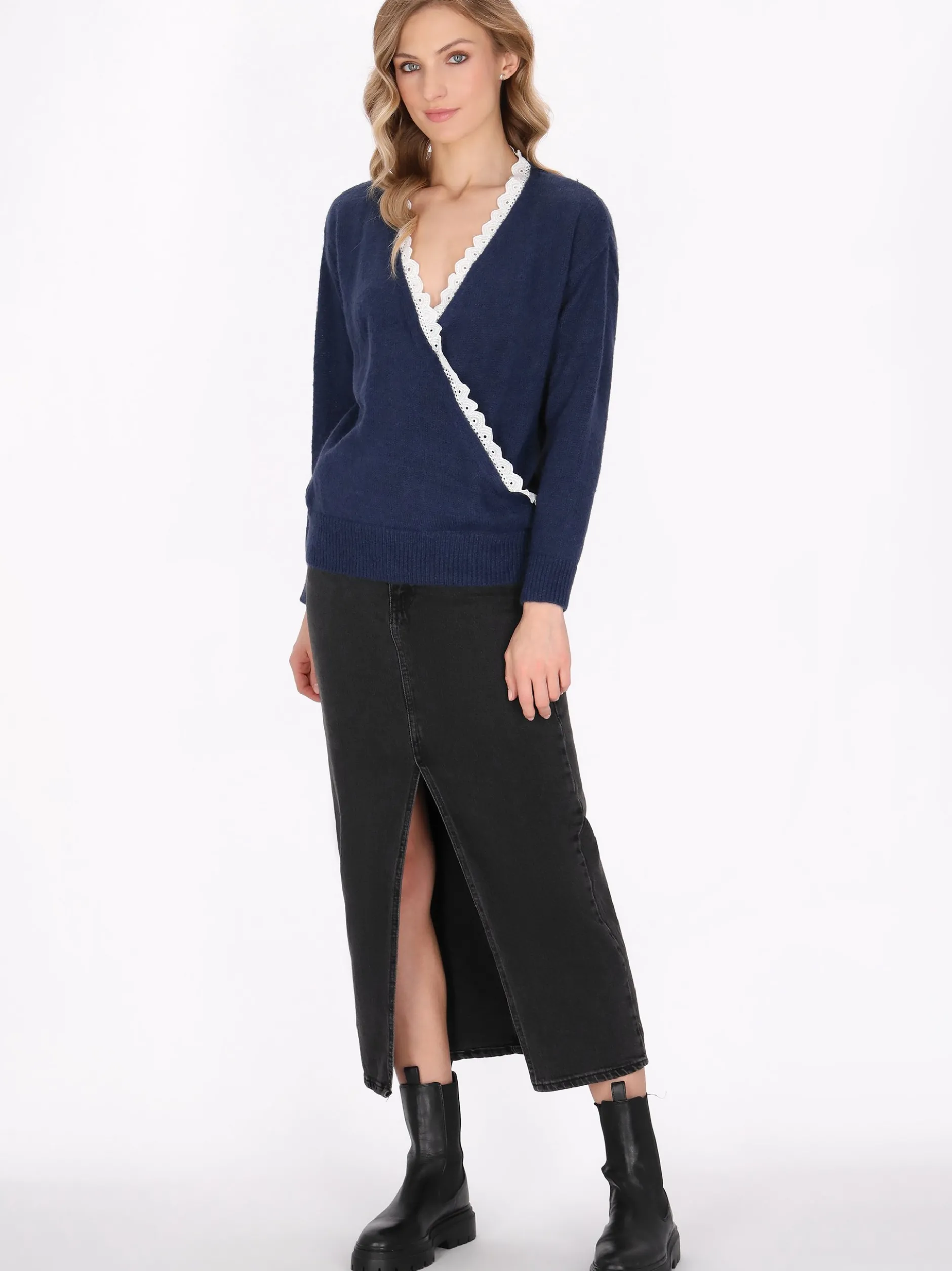 Dreimaster Damen Pullover in marine