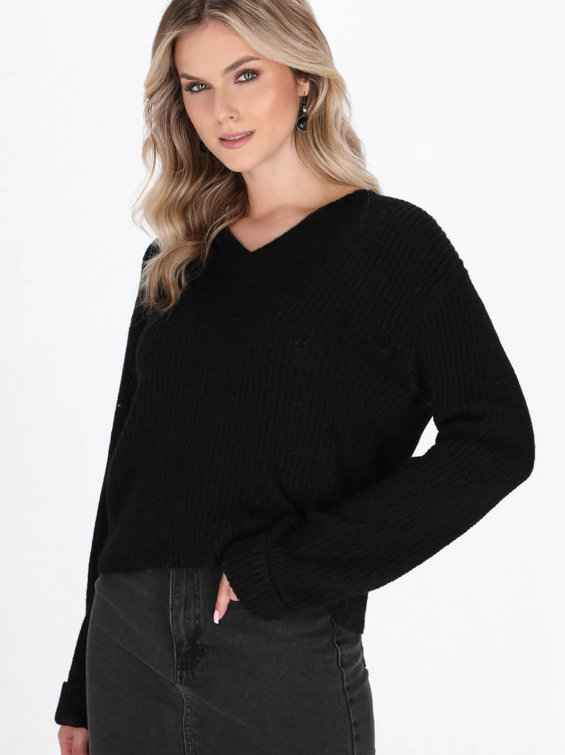 Dreimaster Damen Pullover in schwarz