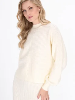 Dreimaster Damen Pullover in weiß - Ausschnitt: Rundhals