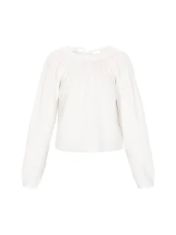 Dreimaster Damen Pullover in weiß - Ausschnitt: Rundhals