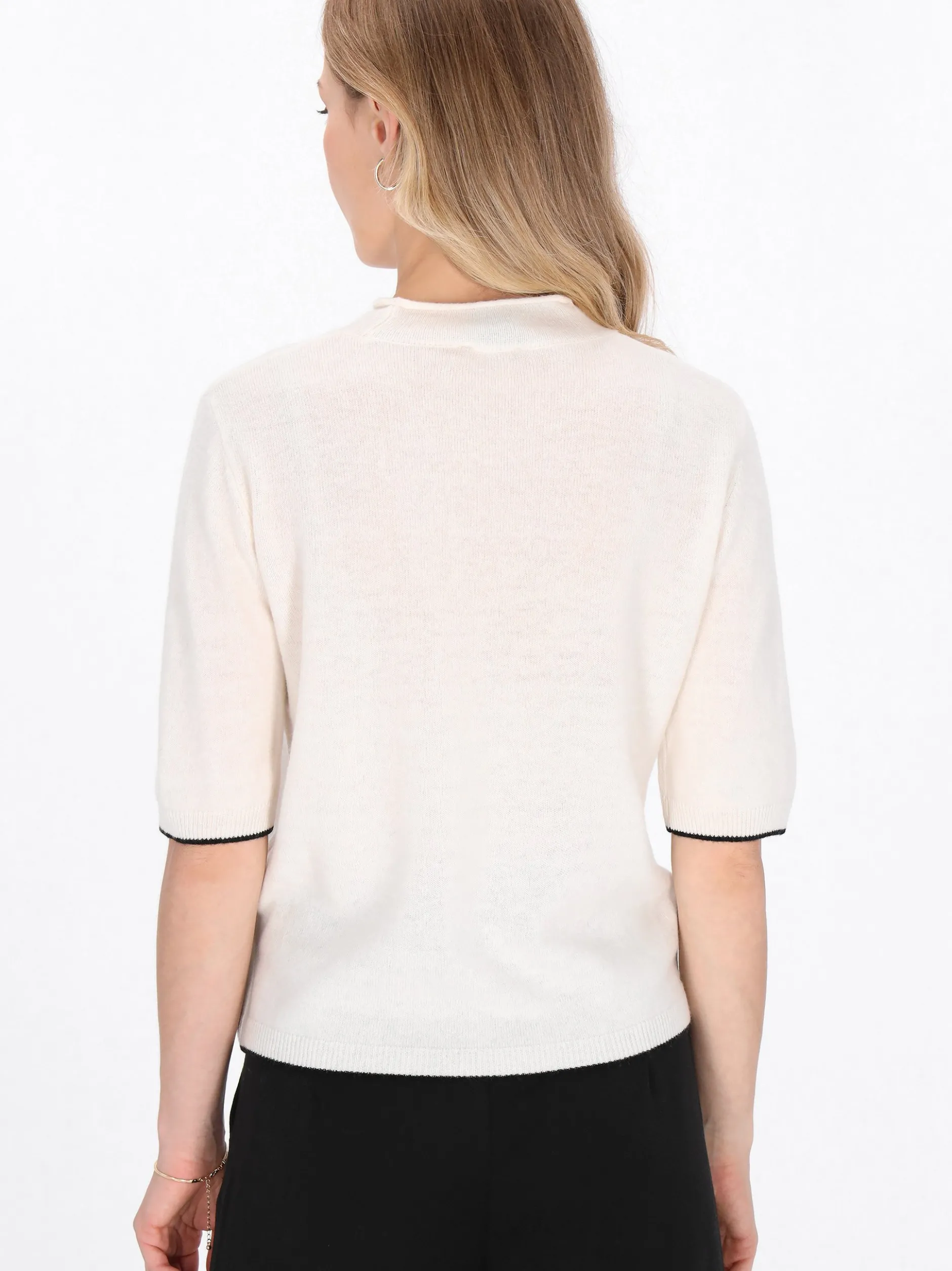 Dreimaster Damen Pullover in weiß - Ausschnitt: Rundhals