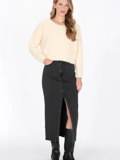 Dreimaster Damen Pullover in weiß - Ausschnitt: Rundhals