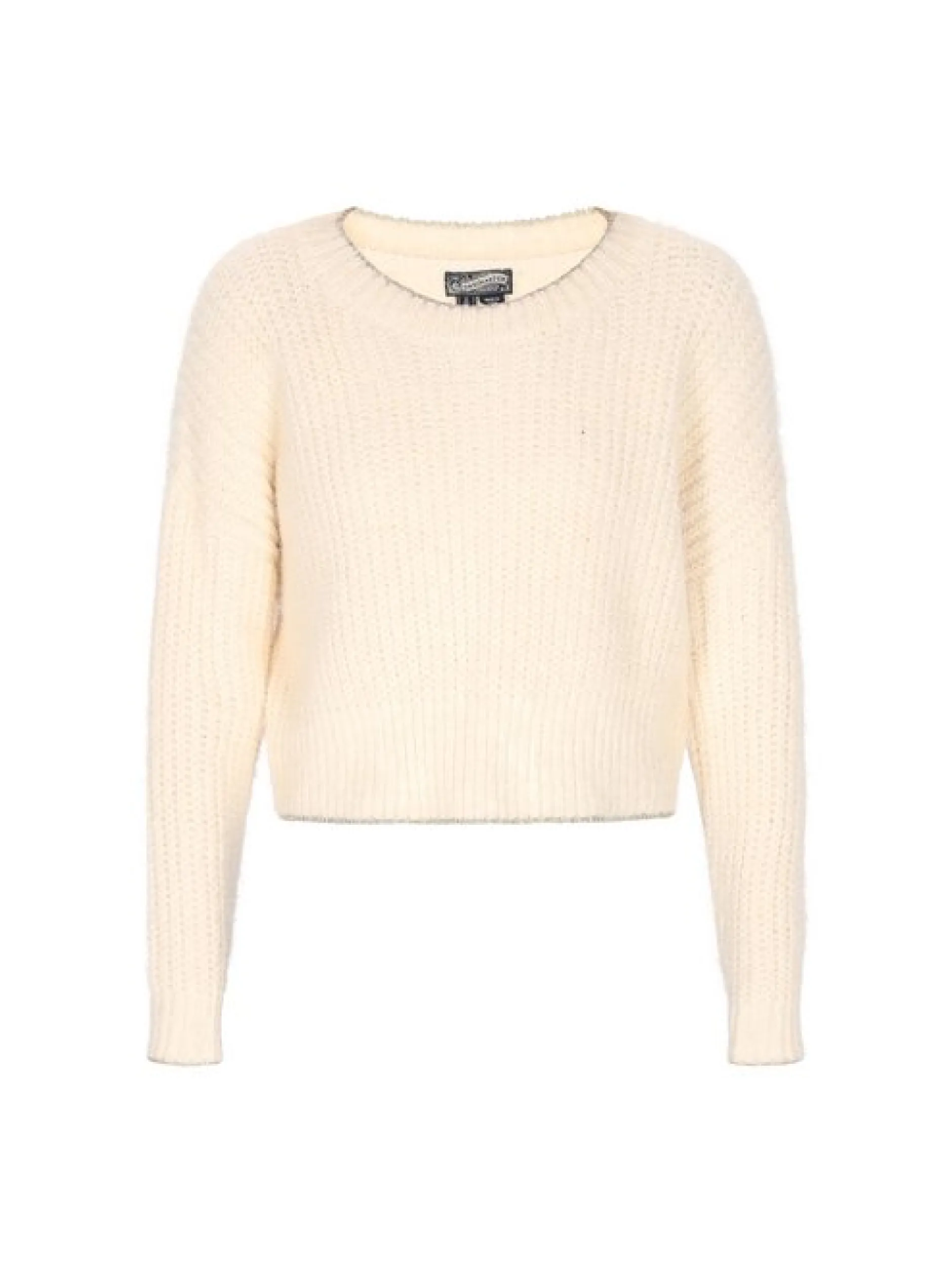Dreimaster Damen Pullover in weiß - Ausschnitt: Rundhals