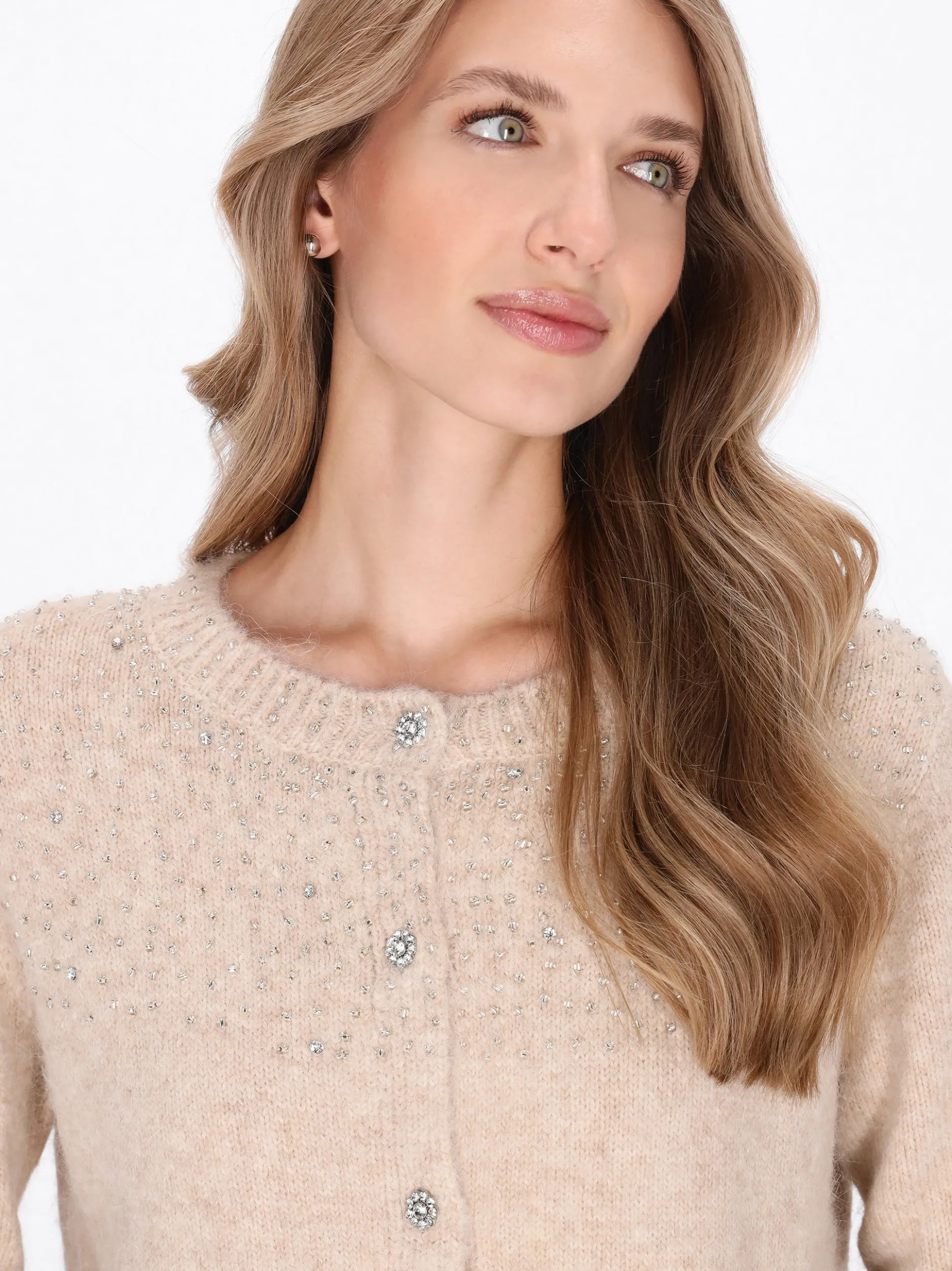 Dreimaster Damen Strickjacke in beige
