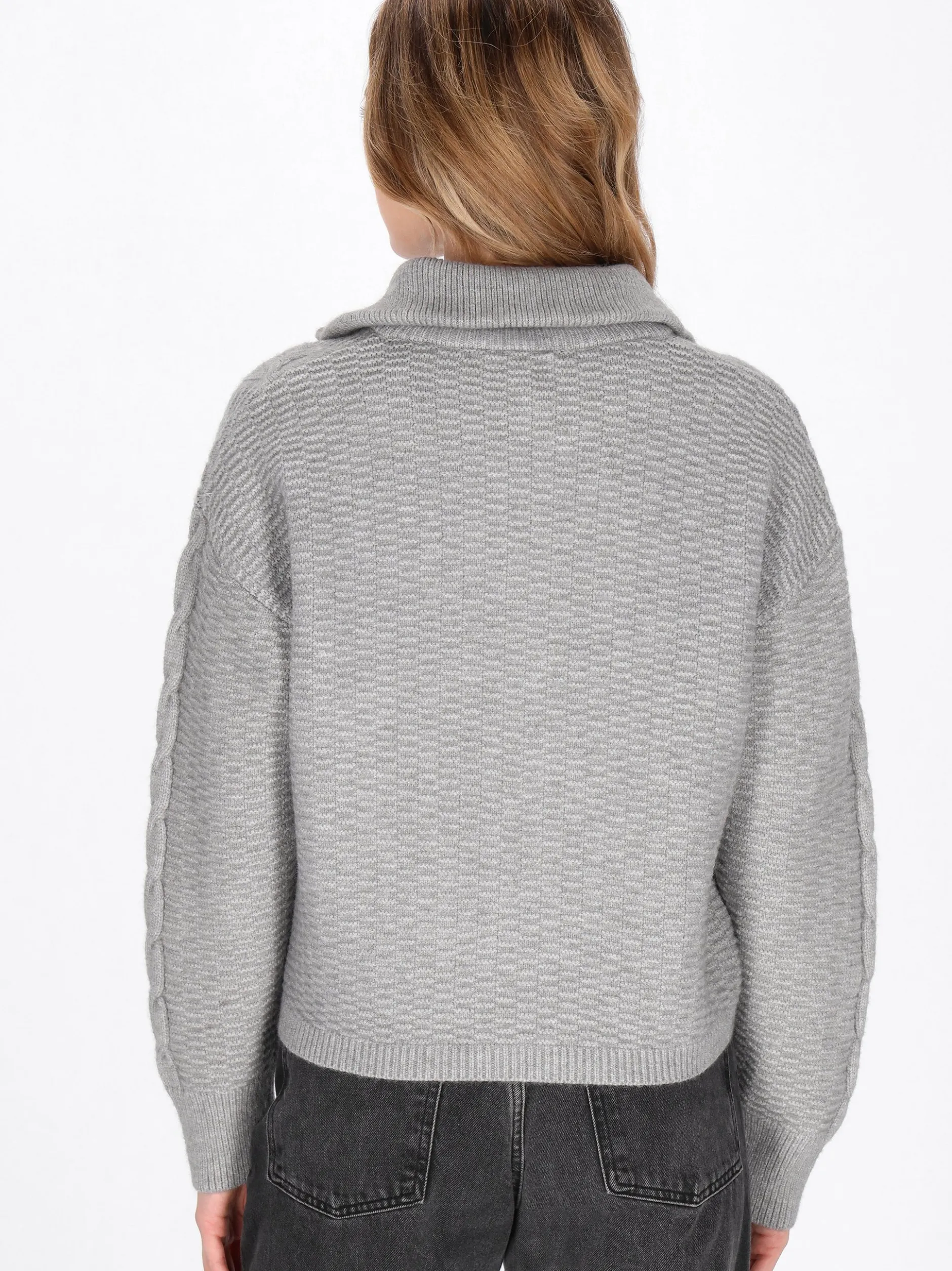 Dreimaster Damen Strickjacke in grau