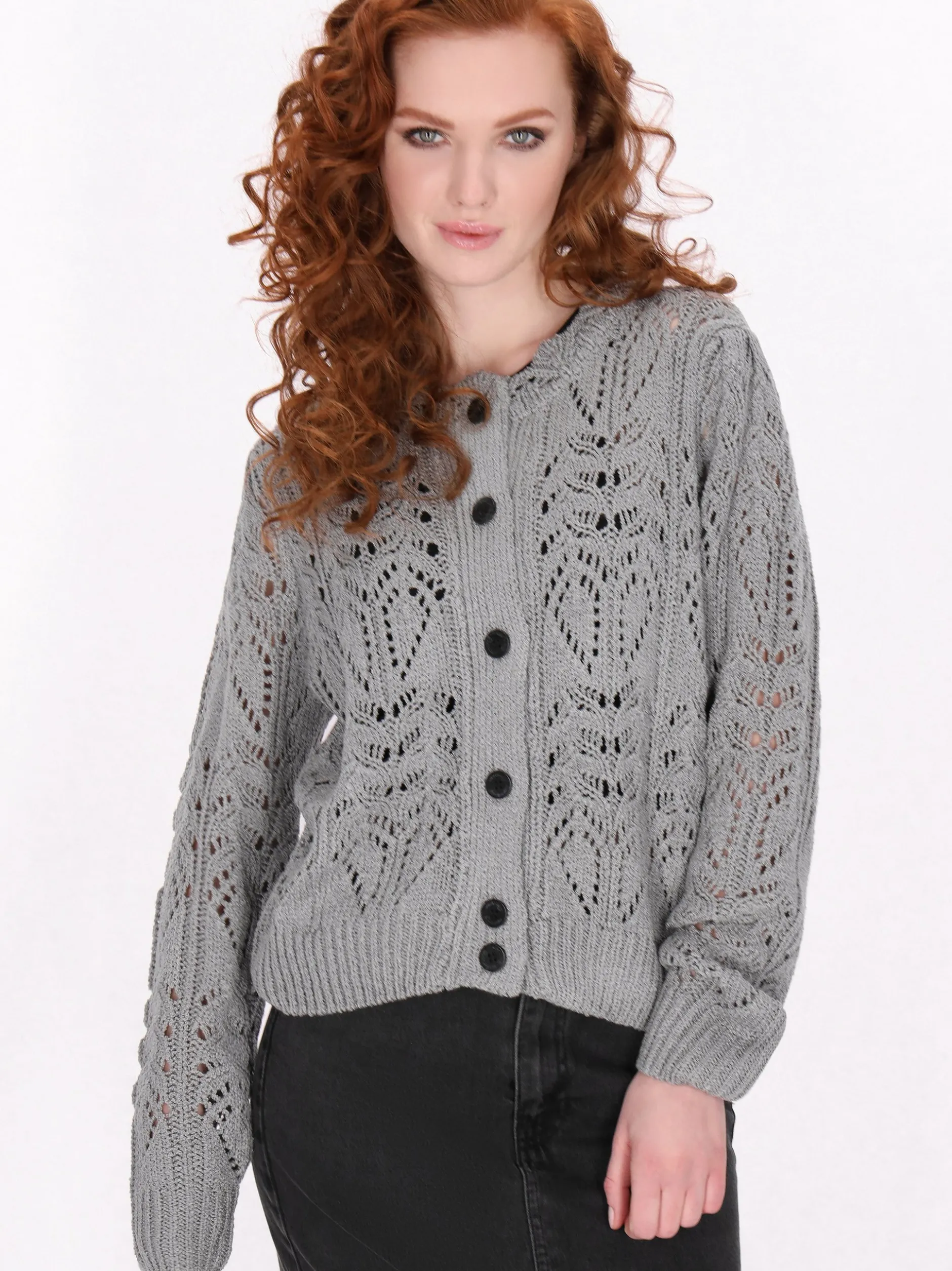 Dreimaster Damen Strickjacke in grau