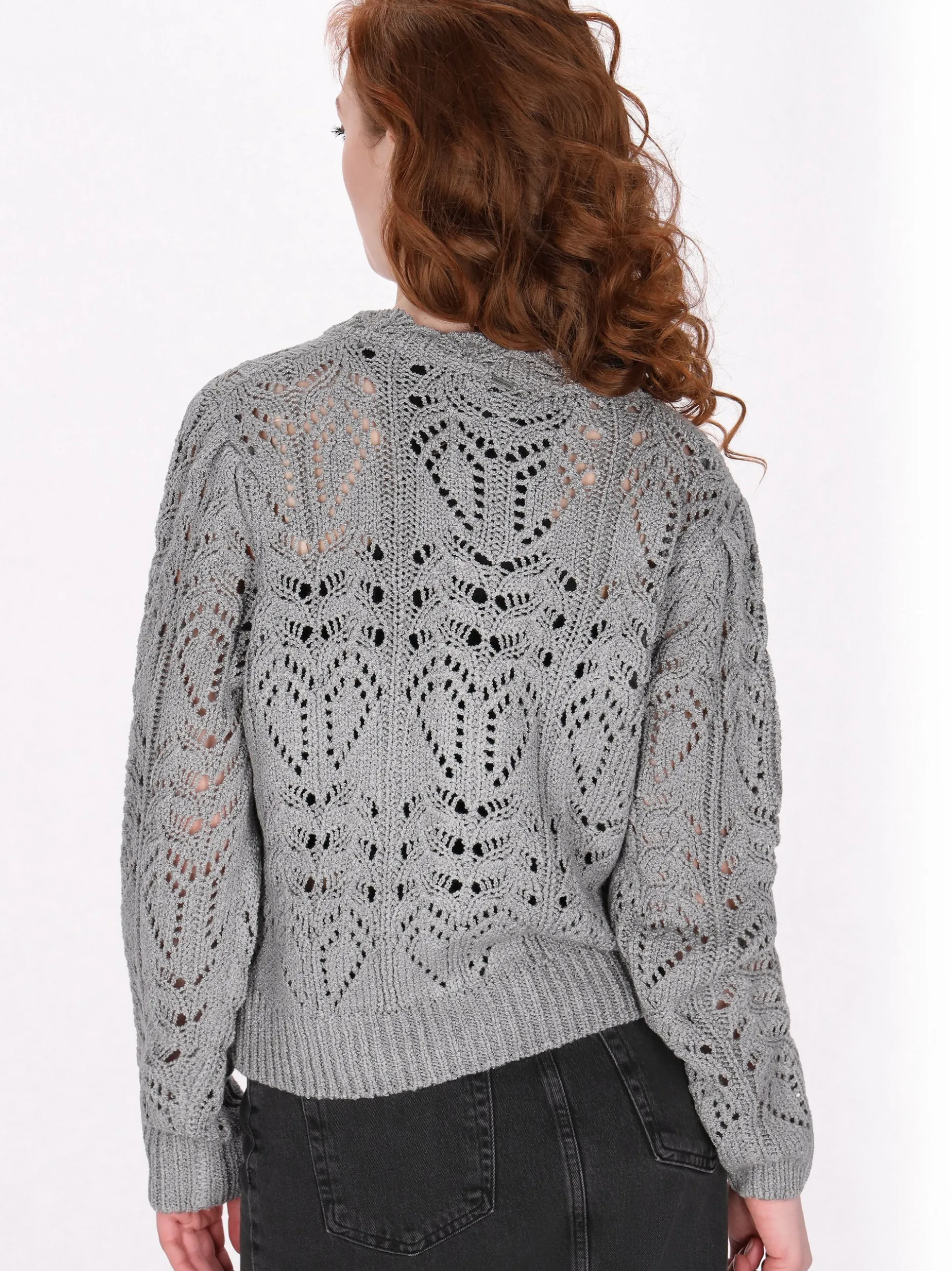 Dreimaster Damen Strickjacke in grau
