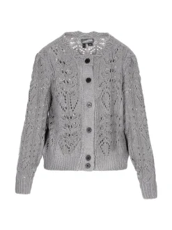 Dreimaster Damen Strickjacke in grau