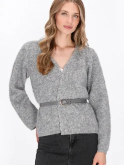Dreimaster Damen Strickjacke in grau