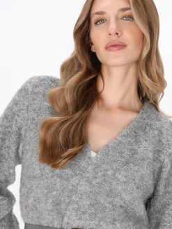 Dreimaster Damen Strickjacke in grau