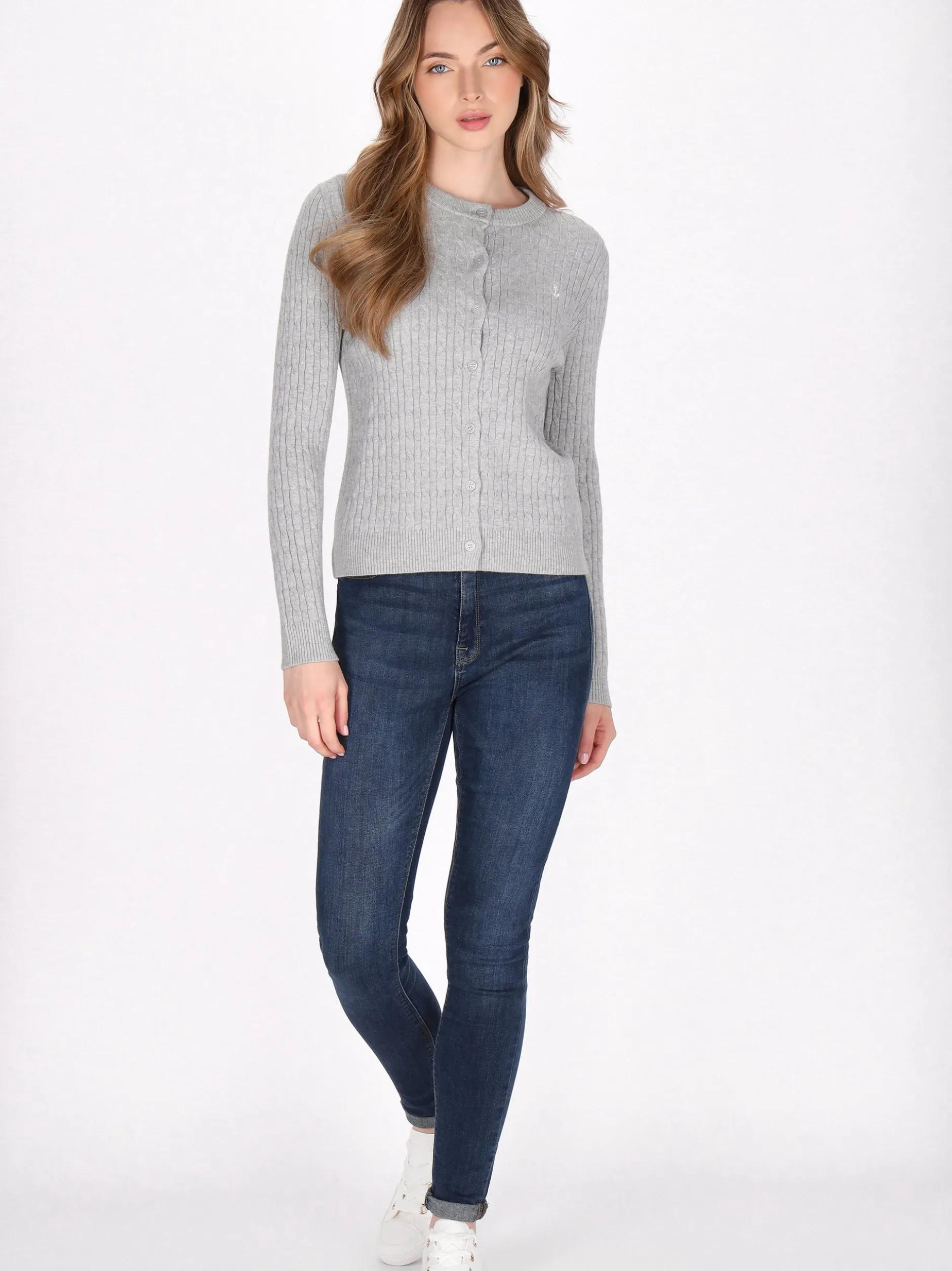 Dreimaster Damen Strickjacke in grau