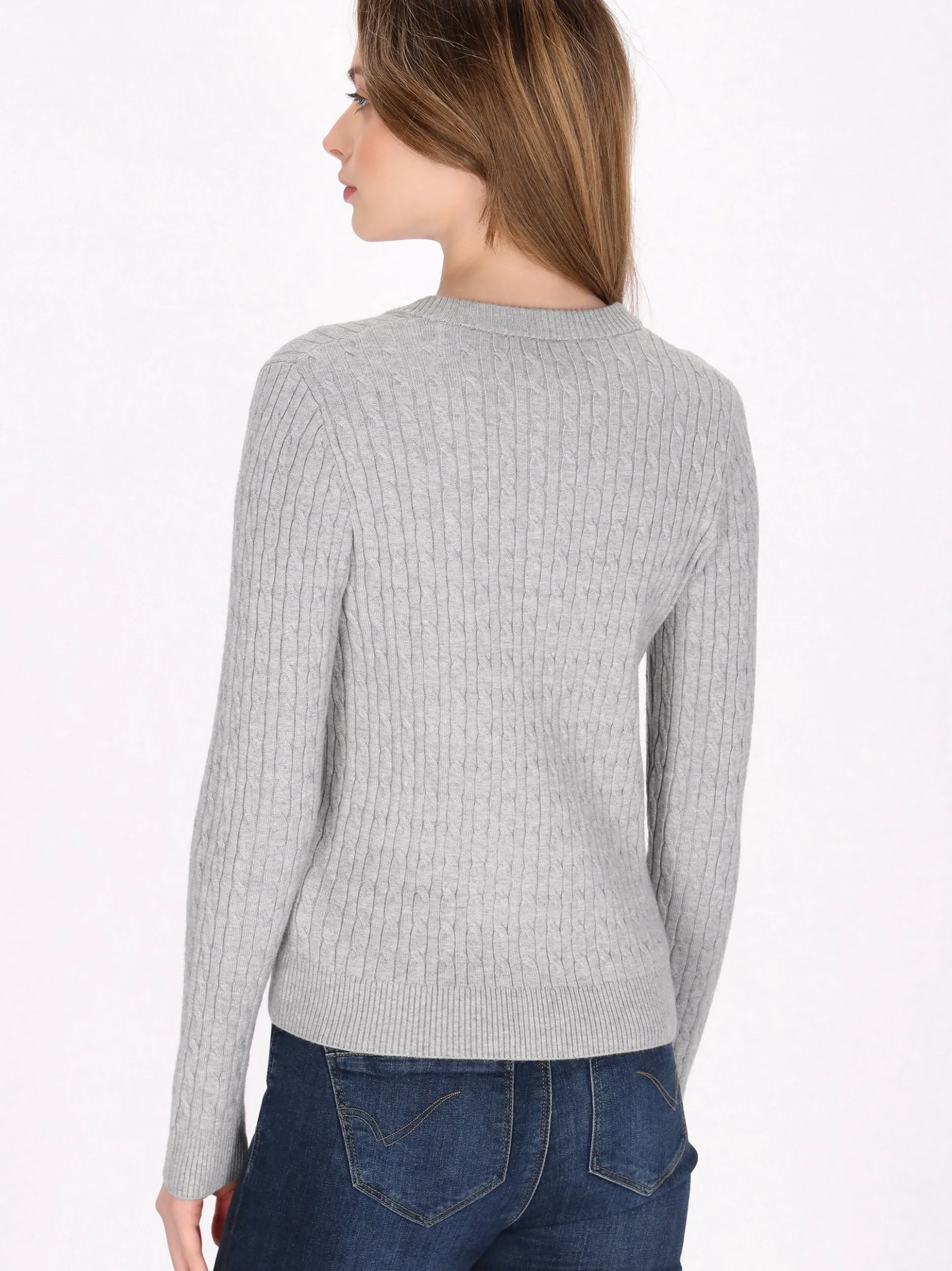 Dreimaster Damen Strickjacke in grau