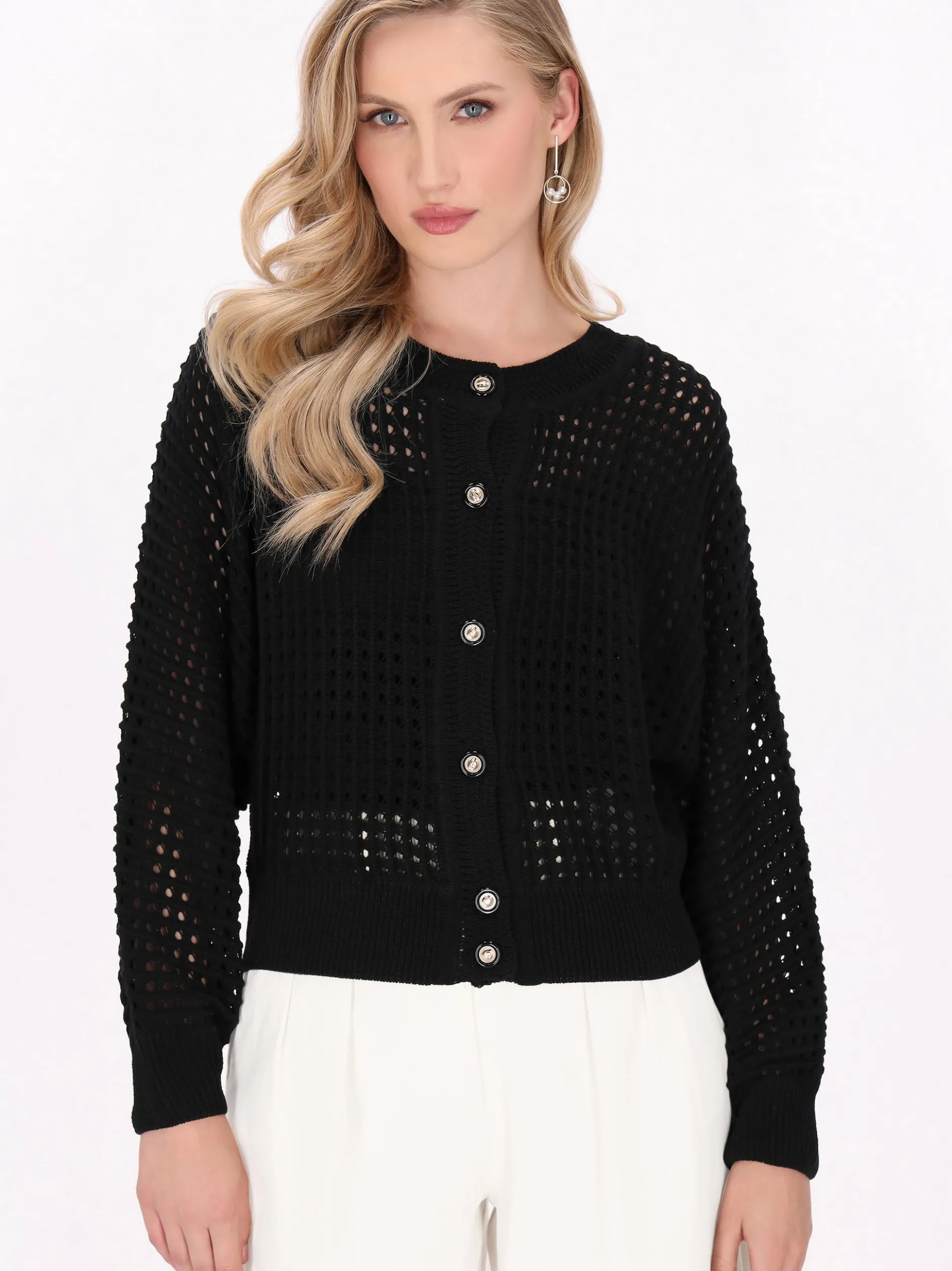 Dreimaster Damen Strickjacke in schwarz