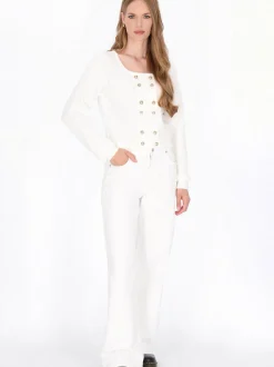 Dreimaster Damen Strickjacke in weiß