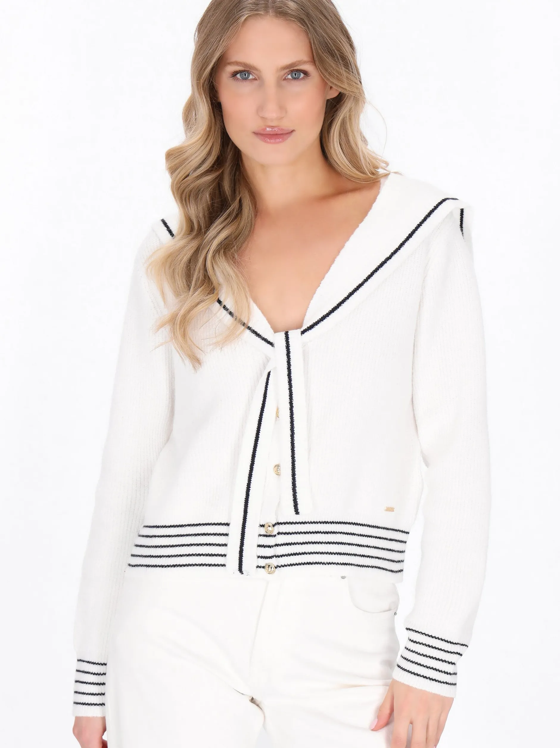 Dreimaster Damen Strickjacke in weiß