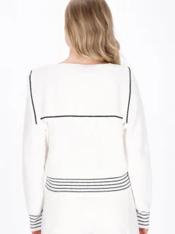 Dreimaster Damen Strickjacke in weiß