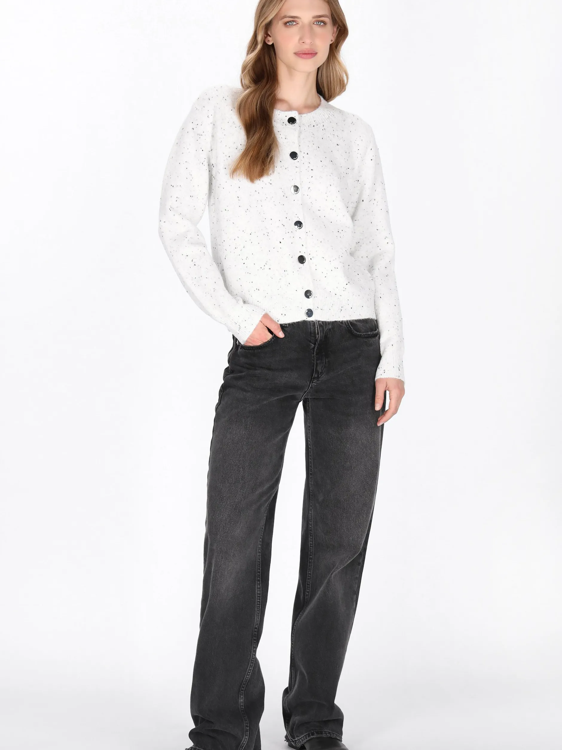 Dreimaster Damen Strickjacke in weiß