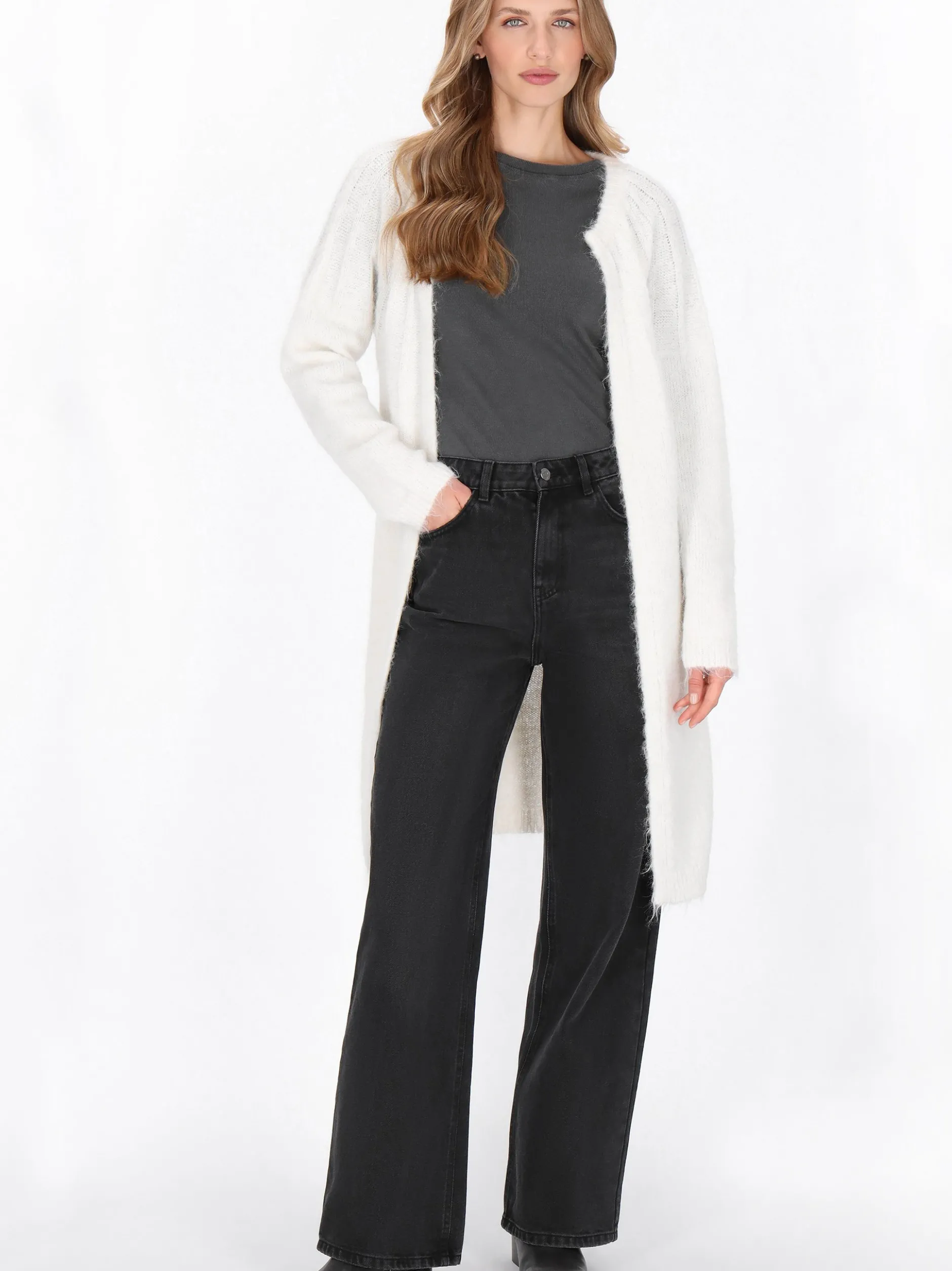 Dreimaster Damen Strickjacke in weiß