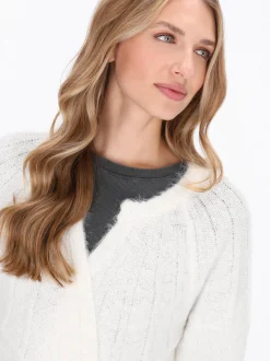 Dreimaster Damen Strickjacke in weiß