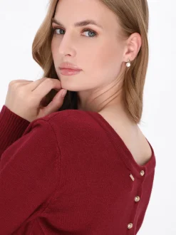 Dreimaster Damen Strickpullover in bordeaux