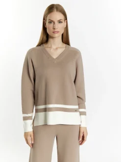 Dreimaster Damen Strickpullover in schlamm