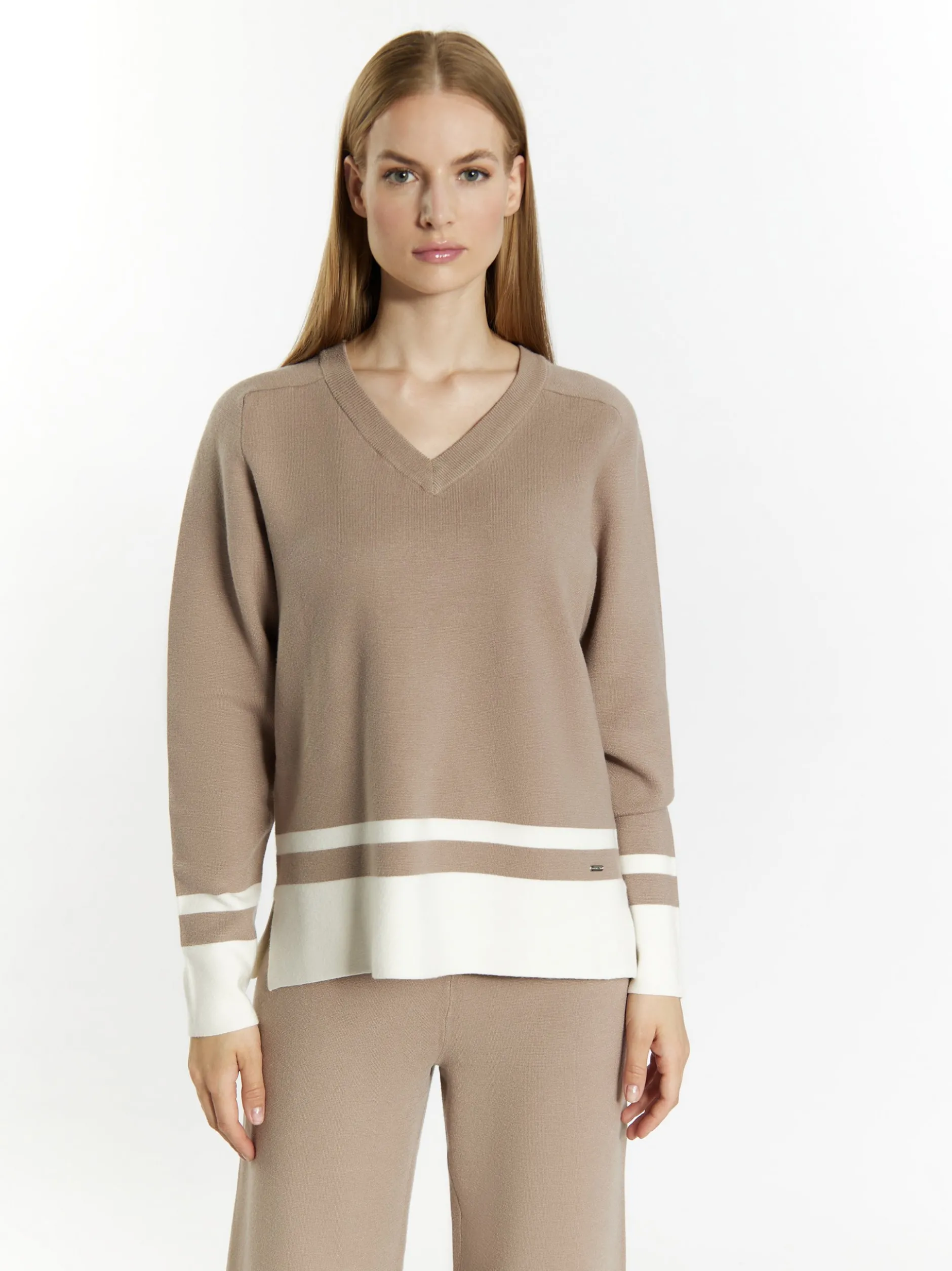 Dreimaster Damen Strickpullover in schlamm