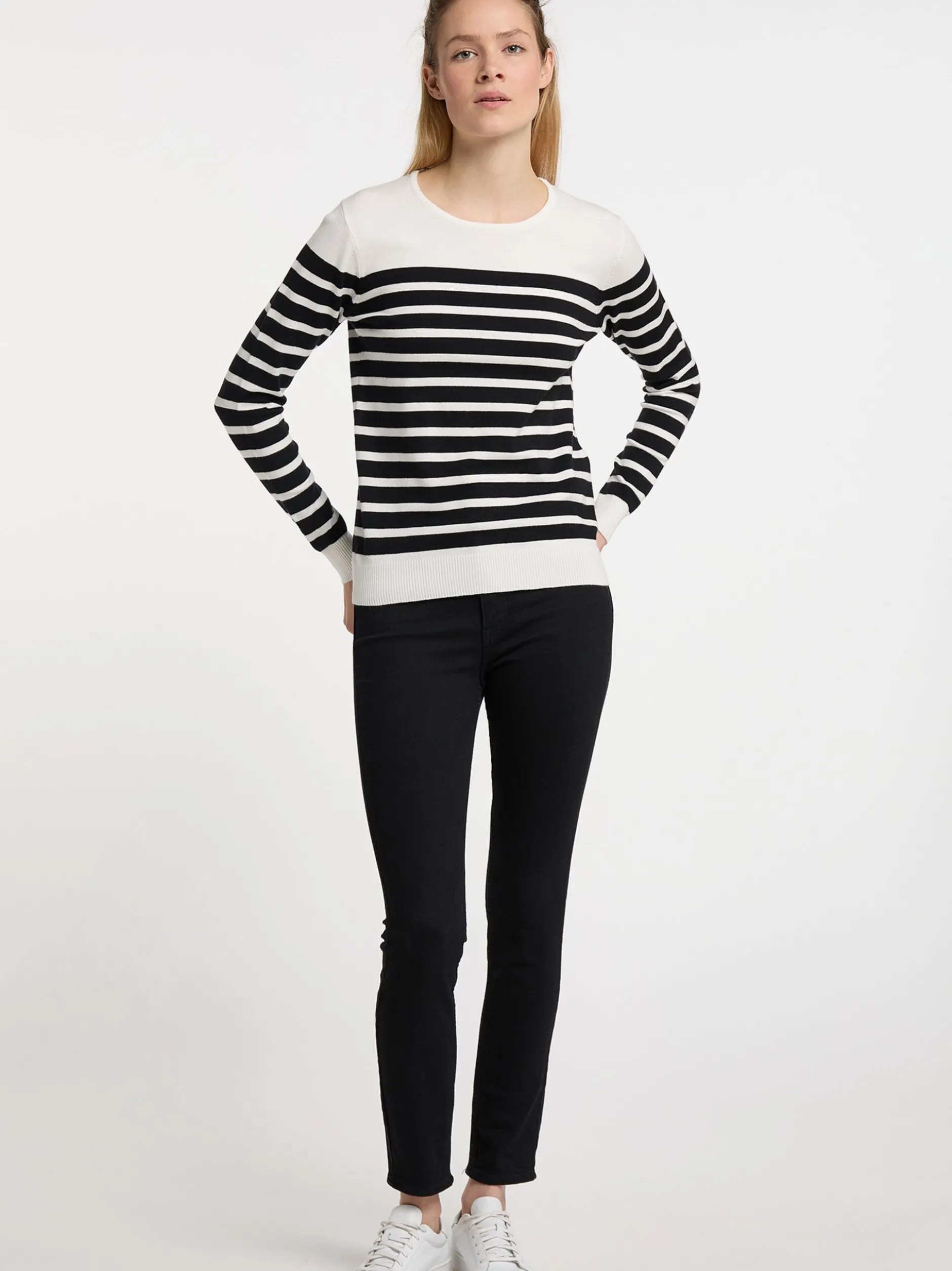 Dreimaster Damen Strickpullover in weiß