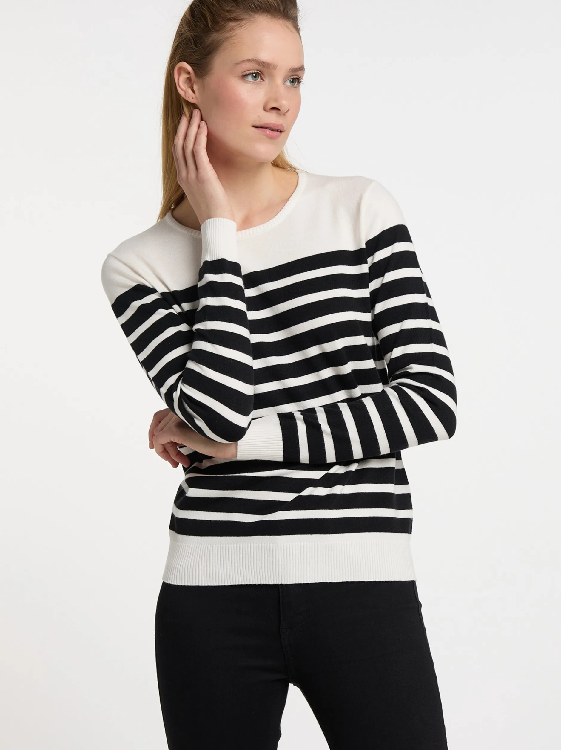 Dreimaster Damen Strickpullover in weiß