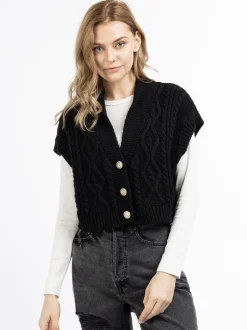 Dreimaster Damen Strickweste in schwarz