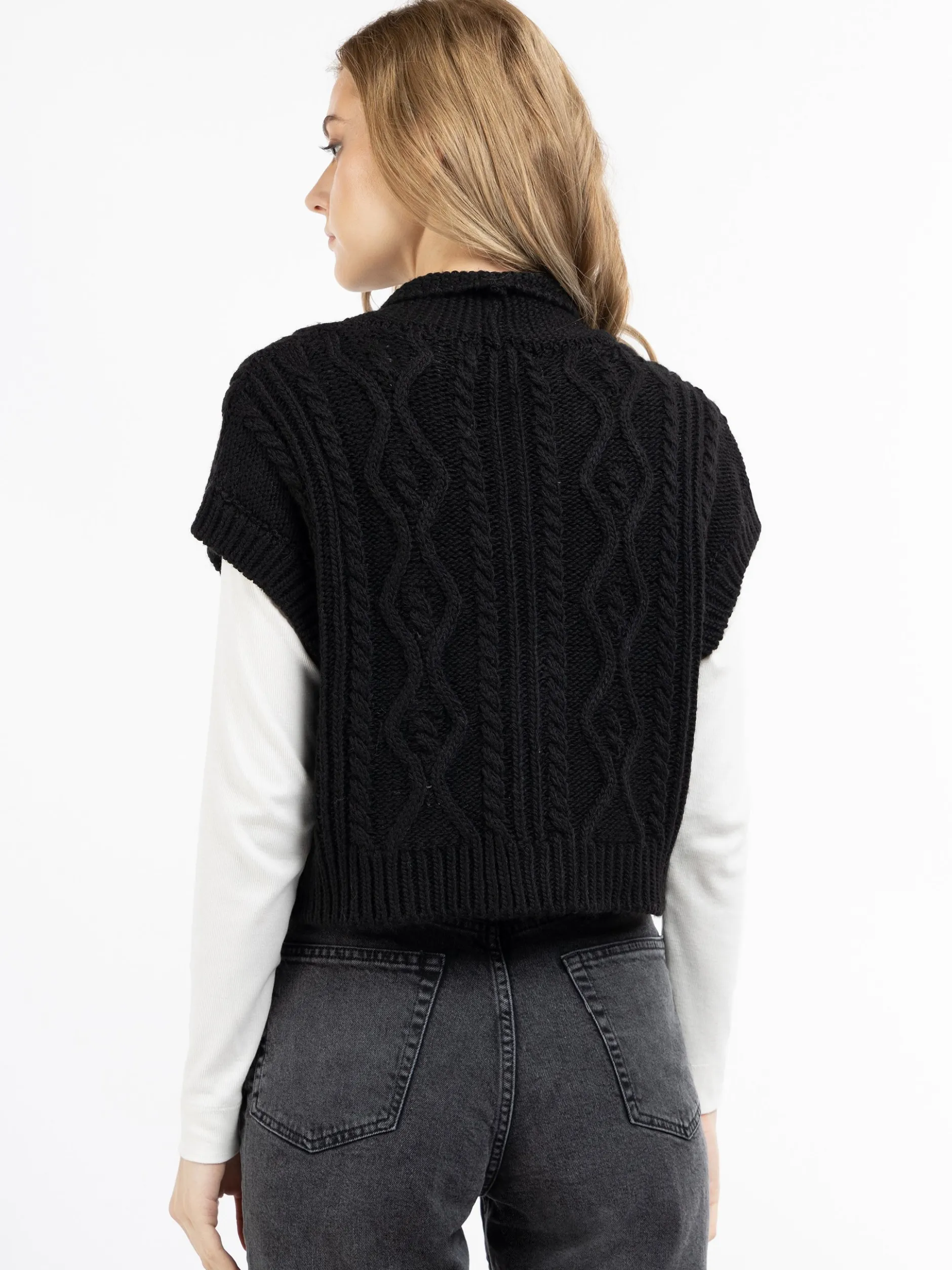 Dreimaster Damen Strickweste in schwarz