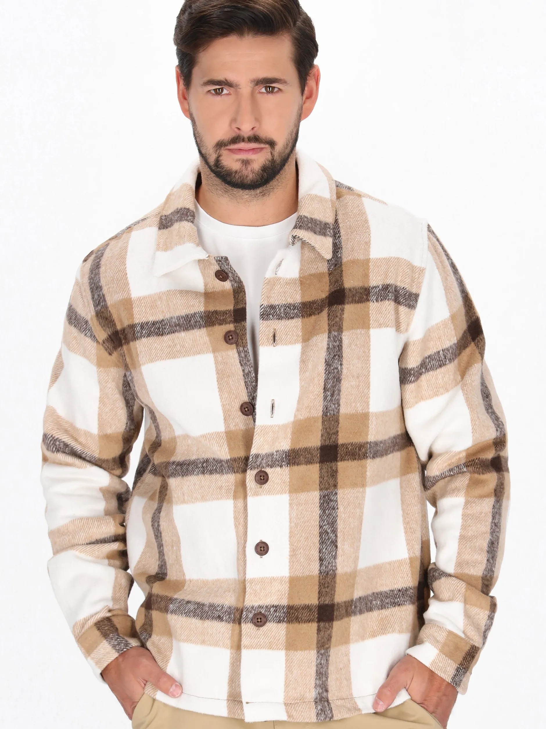Dreimaster Herren Hemd in beige