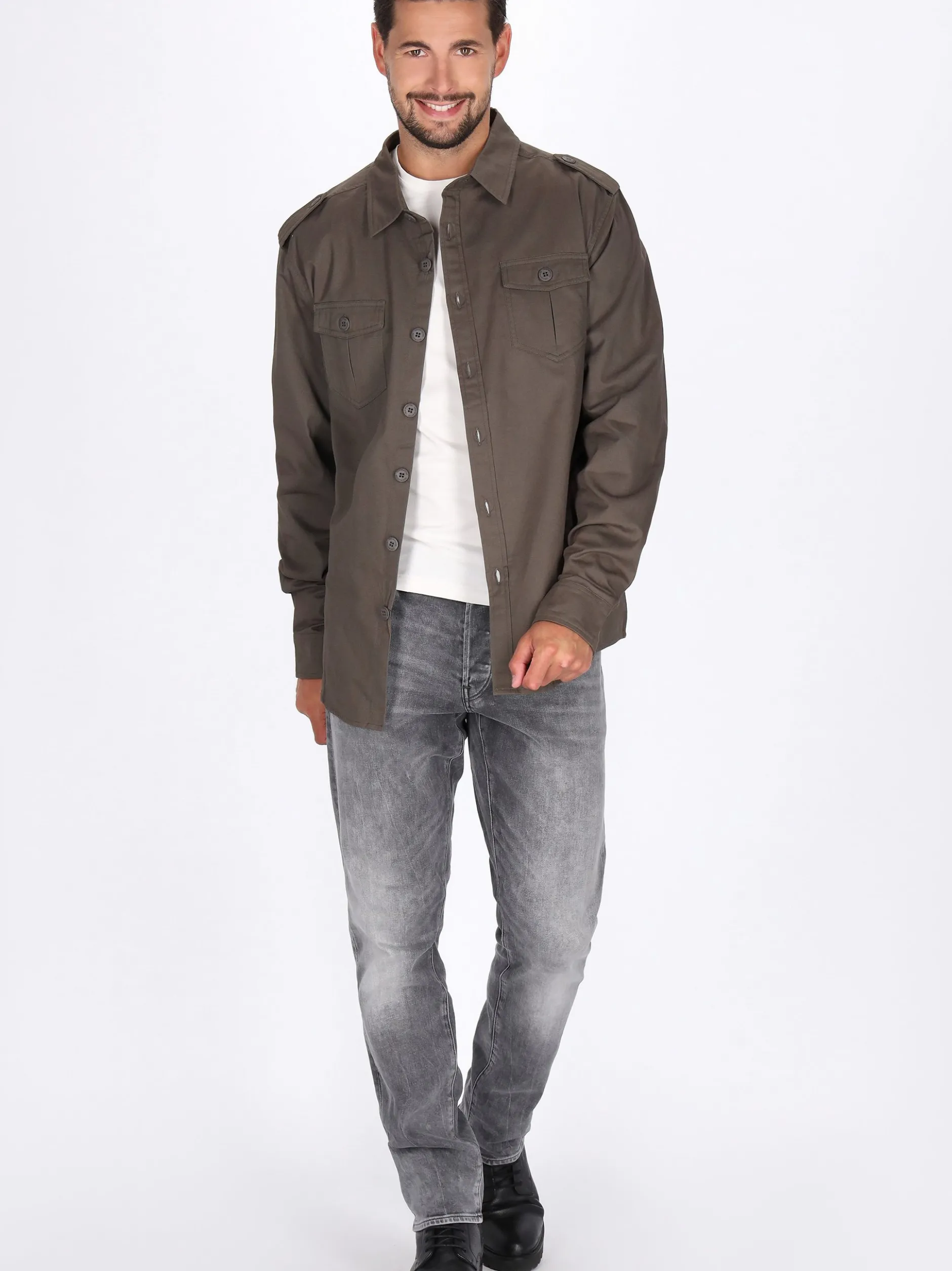 Dreimaster Herren Hemd in grau