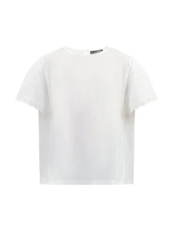 Dreimaster Mädchen Blusenshirt mit Spitze in weiß