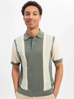Drykorn Herren Kurzarm-Pullover - Tamian in schilf beige