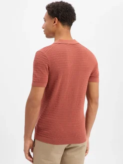 Drykorn Herren Strick-Poloshirt in cognac rot