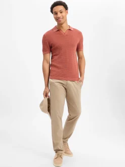 Drykorn Herren Strick-Poloshirt in cognac rot