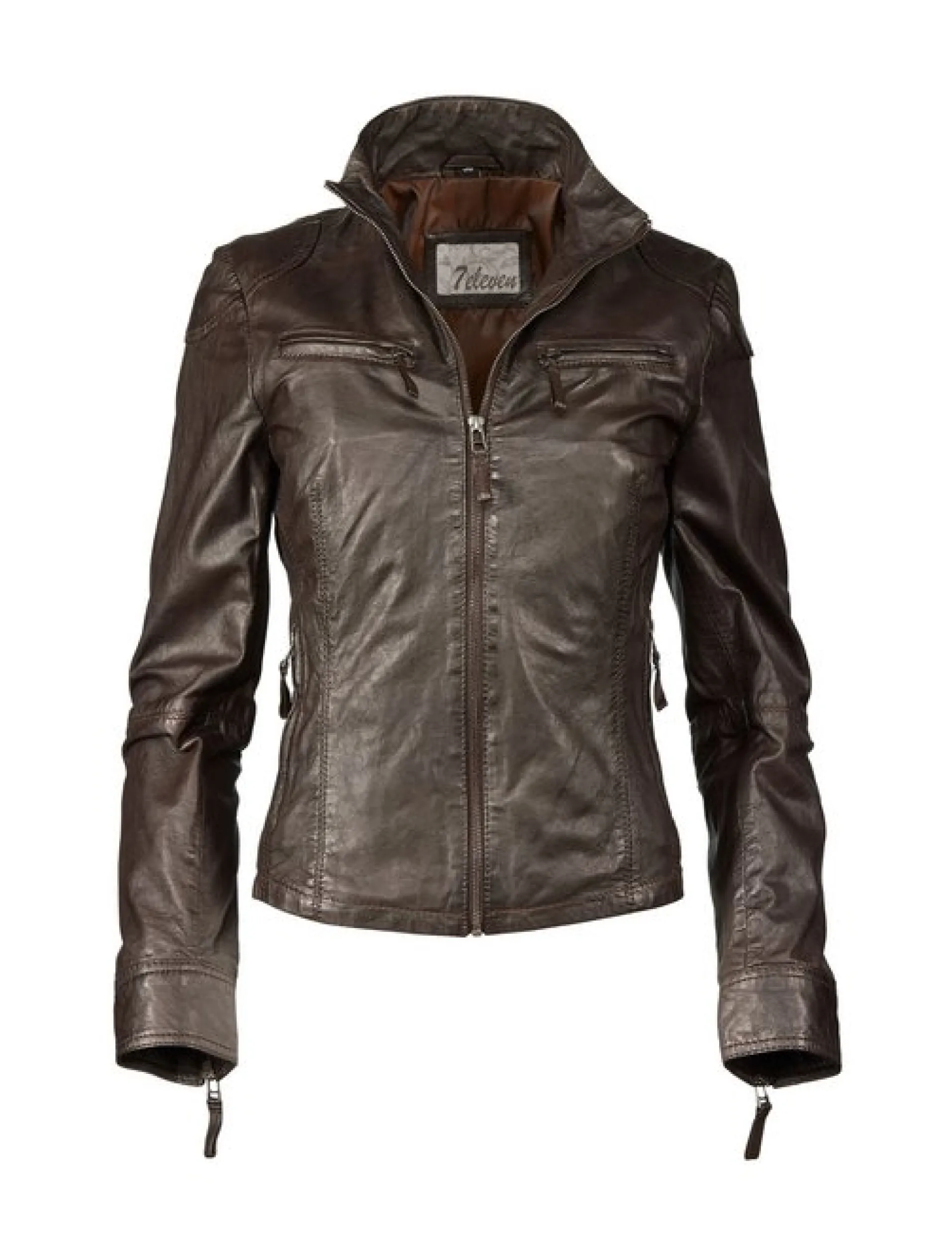 7 eleven Damen Lederjacke - SEEviana in braun