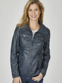 7 eleven Damen Lederjacke - SEMERLE in blau