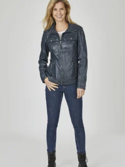 7 eleven Damen Lederjacke - SEMERLE in blau
