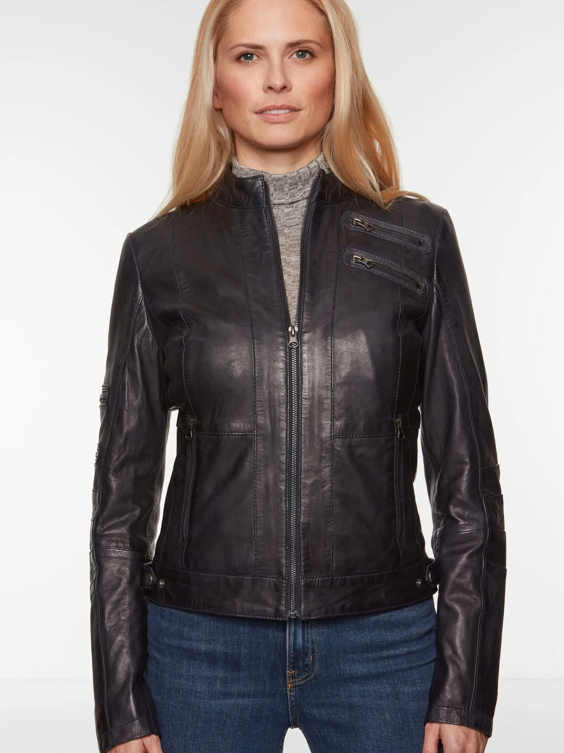 7 eleven Damen Lederjacke - SETALIA in blau