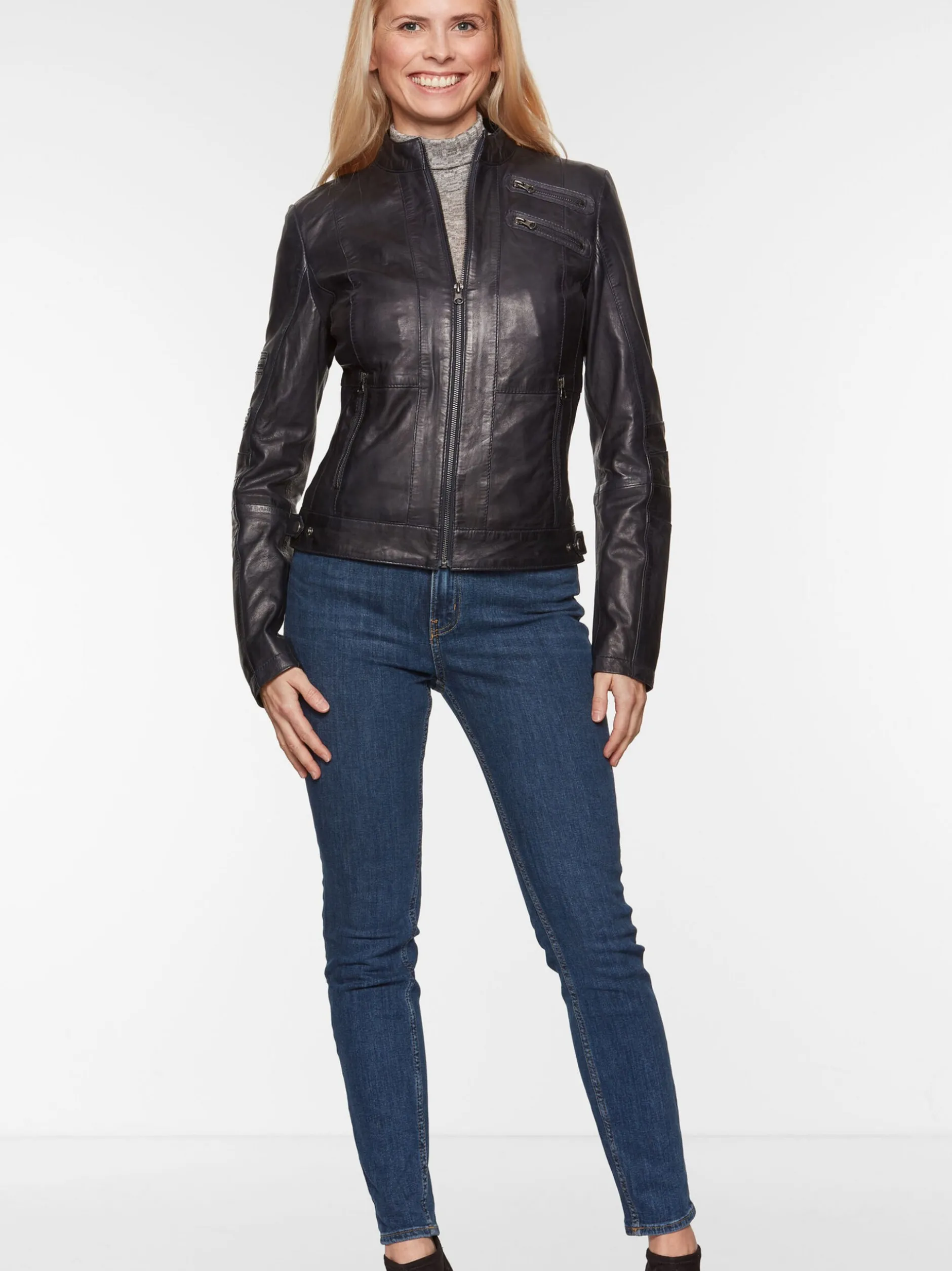 7 eleven Damen Lederjacke - SETALIA in blau