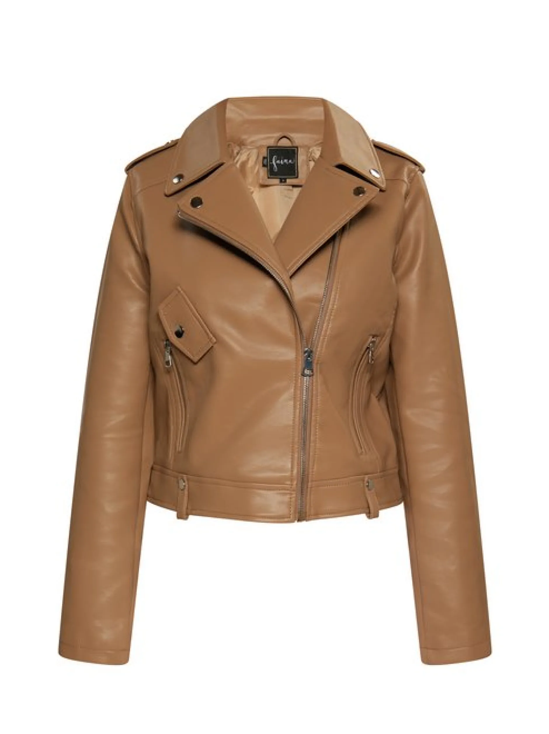 Faina Damen Bikerjacke aus Kunstleder in beige