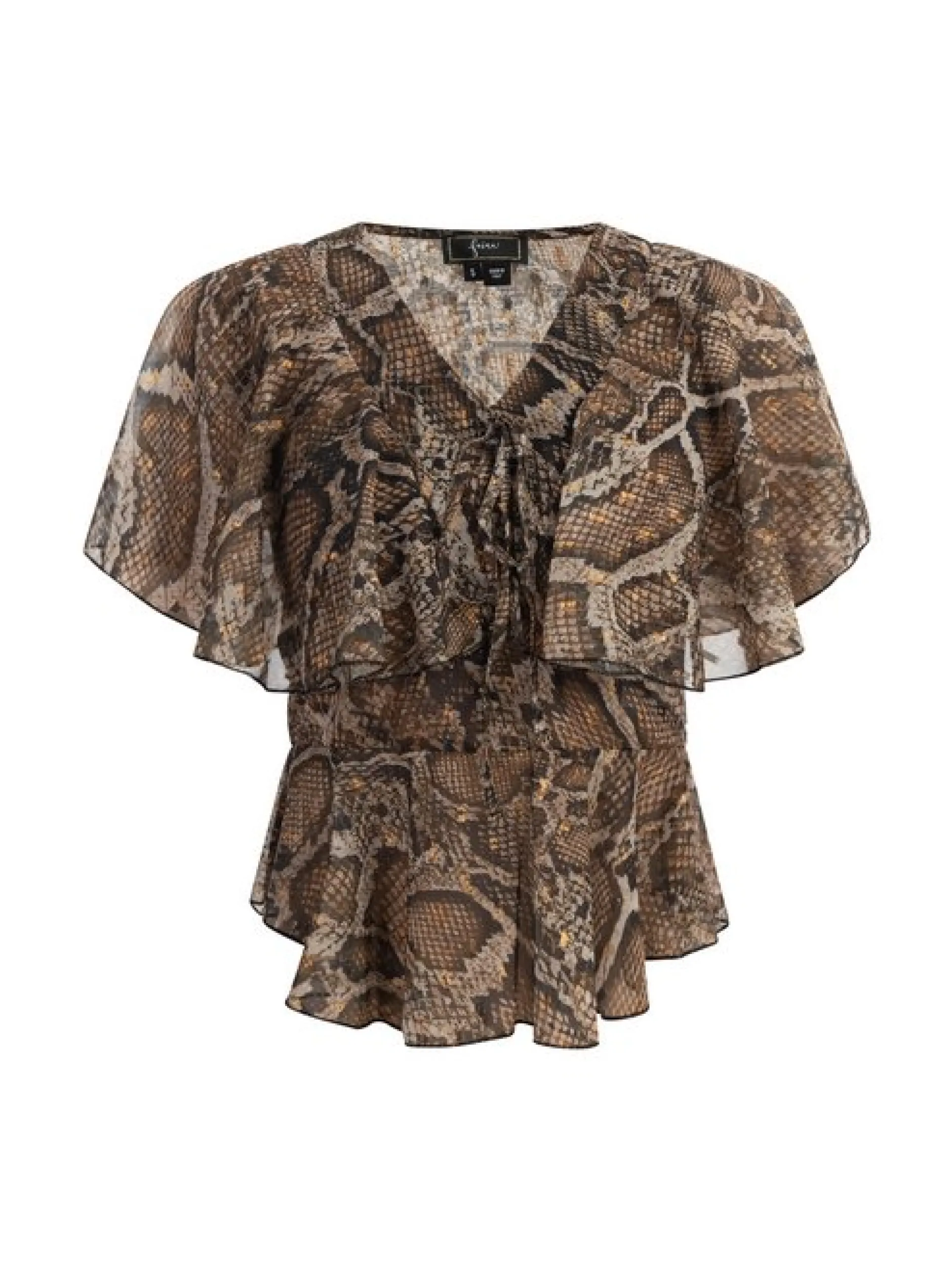 Faina Damen Bluse in beige - Ausschnitt: V-Ausschnitt