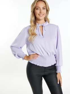 Faina Damen Bluse in lila - Ausschnitt: Envelope