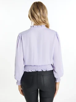 Faina Damen Bluse in lila - Ausschnitt: Envelope