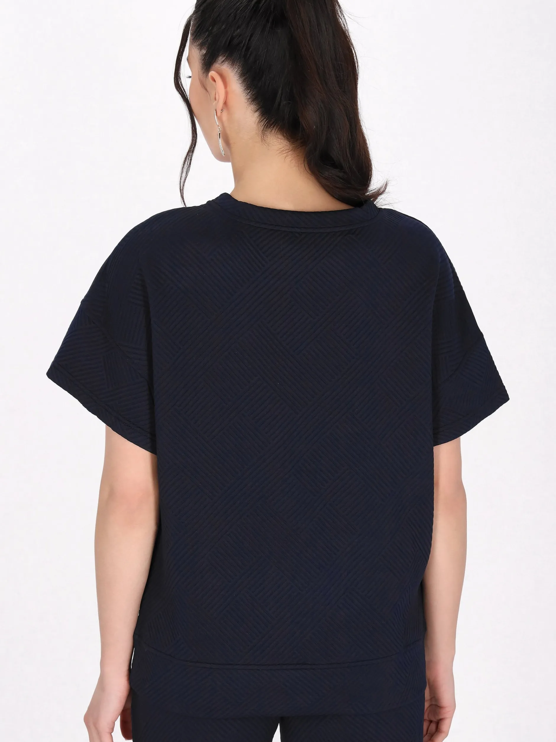 Faina Damen Bluse in marine - Ausschnitt: Rundhals